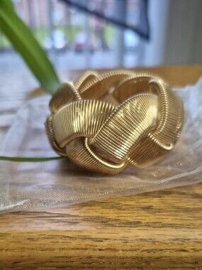 Plunder Gold Braided Coil Statement Bracelet. NEW IN BOX